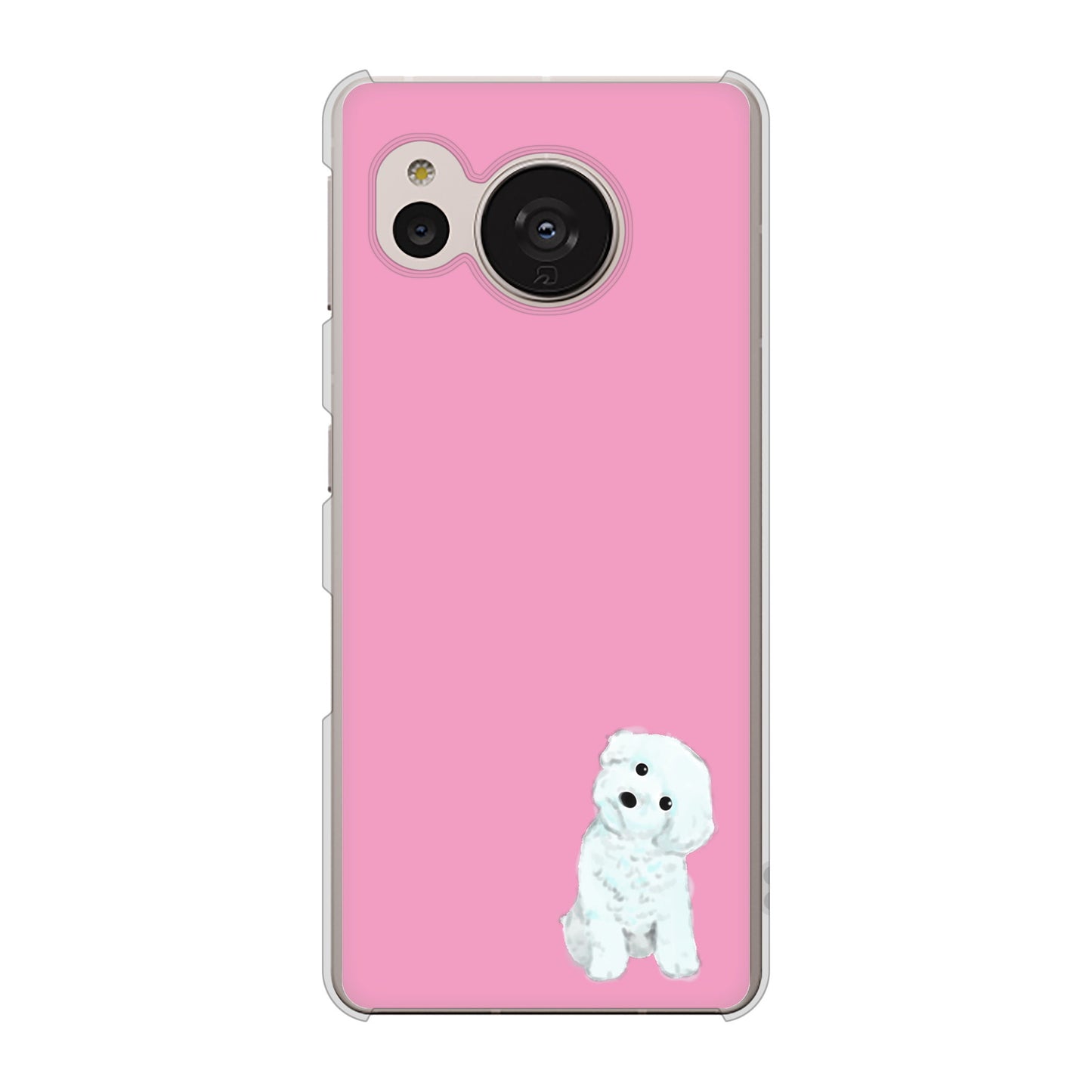 AQUOS sense7 SHG10 au 高画質仕上げ 背面印刷 ハードケース【YJ069 トイプードルホワイト（ピンク）】