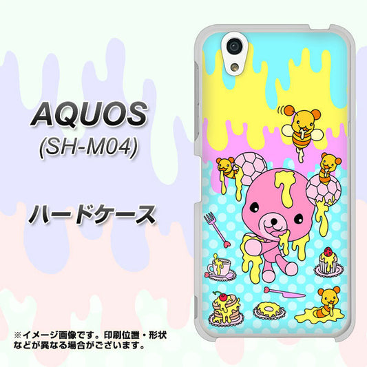 アクオス SH-M04 高画質仕上げ 背面印刷 ハードケース【AG821 ハニベア（水玉水色）】