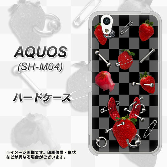 アクオス SH-M04 高画質仕上げ 背面印刷 ハードケース【AG833 苺パンク（黒）】