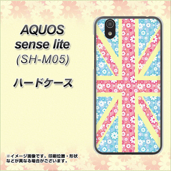 アクオス センス ライト SH-M05 高画質仕上げ 背面印刷 ハードケース【EK895 ユニオンジャックパステルフラワー】