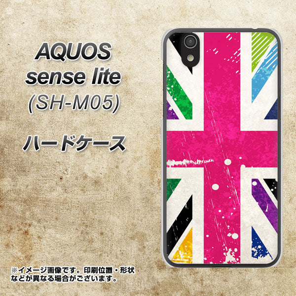 アクオス センス ライト SH-M05 高画質仕上げ 背面印刷 ハードケース【SC806 ユニオンジャック ピンクビンテージ】