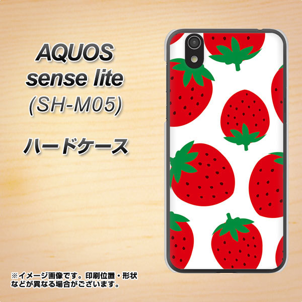 アクオス センス ライト SH-M05 高画質仕上げ 背面印刷 ハードケース【SC818 大きいイチゴ模様レッド】