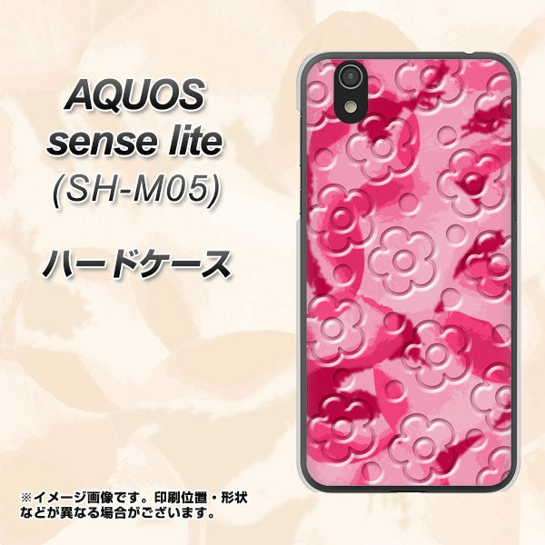 アクオス センス ライト SH-M05 高画質仕上げ 背面印刷 ハードケース【SC847 フラワーヴェルニ花濃いピンク（ローズアンディアン）】