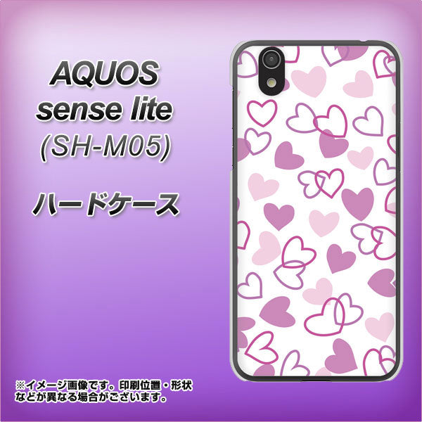 アクオス センス ライト SH-M05 高画質仕上げ 背面印刷 ハードケース【VA928 ハートがいっぱい パープル】