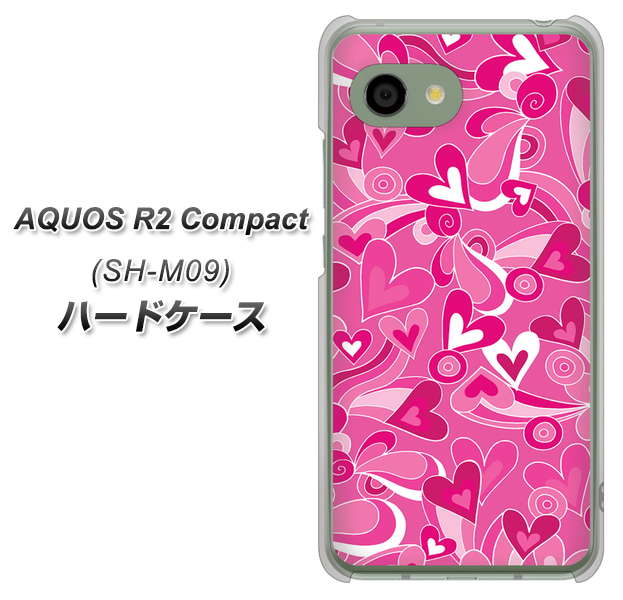 アクオス R2 コンパクト SH-M09 高画質仕上げ 背面印刷 ハードケース【383 ピンクのハート】