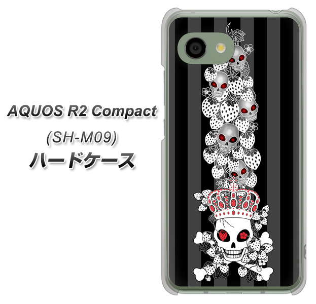 アクオス R2 コンパクト SH-M09 高画質仕上げ 背面印刷 ハードケース【AG802 苺骸骨王冠蔦（黒）】