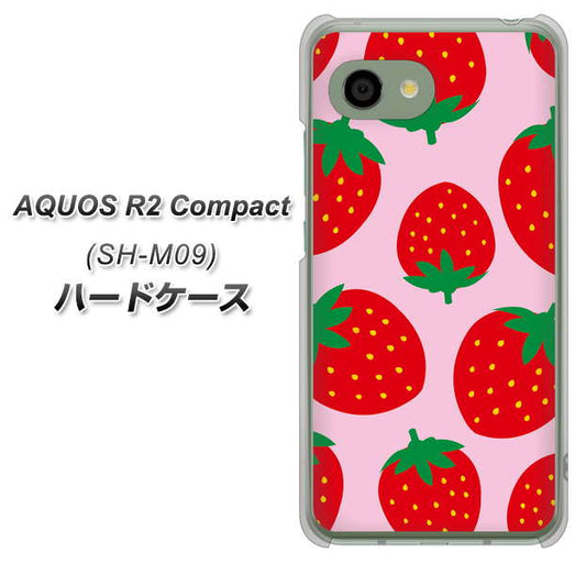 アクオス R2 コンパクト SH-M09 高画質仕上げ 背面印刷 ハードケース【SC820 大きいイチゴ模様レッドとピンク】