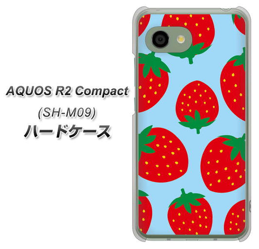 アクオス R2 コンパクト SH-M09 高画質仕上げ 背面印刷 ハードケース【SC821 大きいイチゴ模様レッドとブルー】