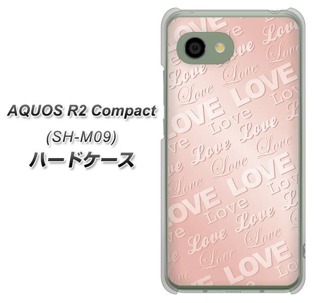 アクオス R2 コンパクト SH-M09 高画質仕上げ 背面印刷 ハードケース【SC841 エンボス風LOVEリンク（ローズピンク）】