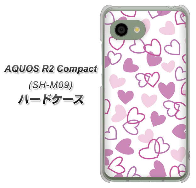 アクオス R2 コンパクト SH-M09 高画質仕上げ 背面印刷 ハードケース【VA928 ハートがいっぱい パープル】