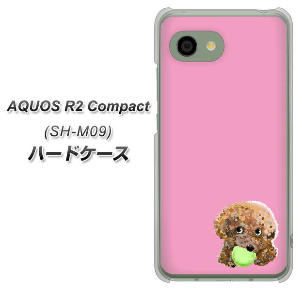 アクオス R2 コンパクト SH-M09 高画質仕上げ 背面印刷 ハードケース【YJ053 トイプードル＆ボール（ピンク）】