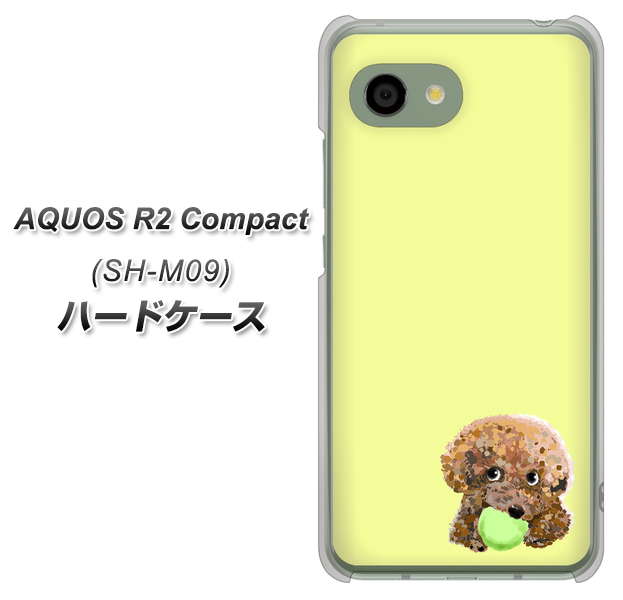 アクオス R2 コンパクト SH-M09 高画質仕上げ 背面印刷 ハードケース【YJ056 トイプードル＆ボール（イエロー）】