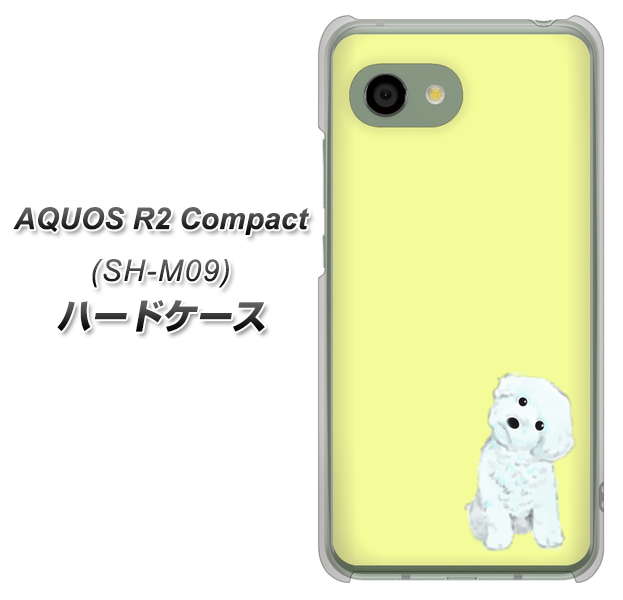 アクオス R2 コンパクト SH-M09 高画質仕上げ 背面印刷 ハードケース【YJ072 トイプードルホワイト（イエロー）】