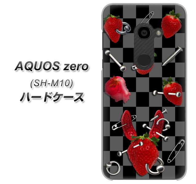 simフリー アクオスゼロ SH-M10 高画質仕上げ 背面印刷 ハードケース【AG833 苺パンク（黒）】