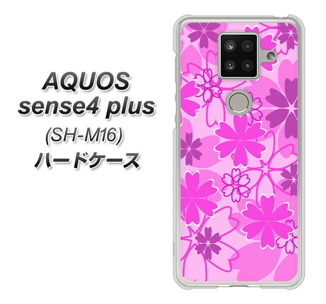 楽天モバイル アクオスセンス4 プラス SH-M16 高画質仕上げ 背面印刷 ハードケース【VA961 重なり合う花　ピンク】