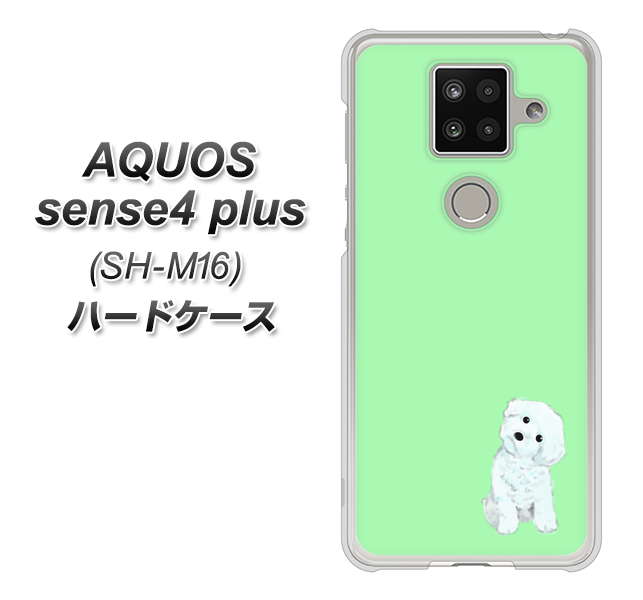 楽天モバイル アクオスセンス4 プラス SH-M16 高画質仕上げ 背面印刷 ハードケース【YJ071 トイプードルホワイト（グリーン）】