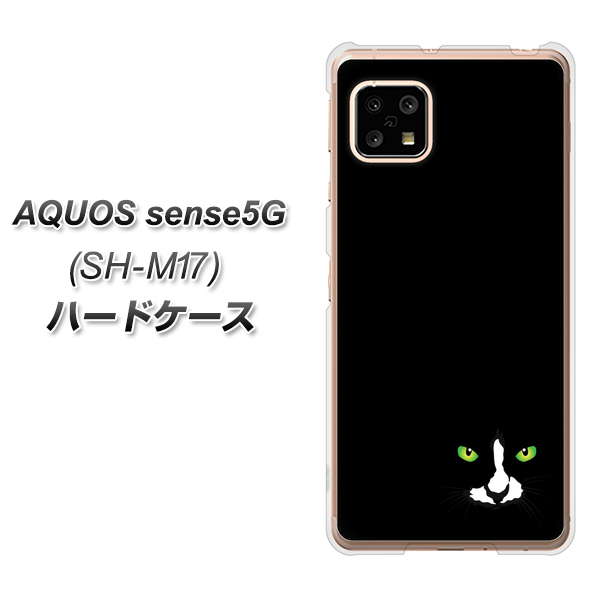 SIMフリー アクオスセンス5G SH-M17 高画質仕上げ 背面印刷 ハードケース【398 黒ネコ】