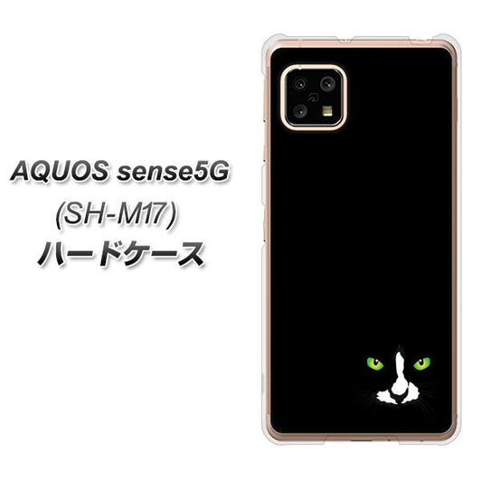 SIMフリー アクオスセンス5G SH-M17 高画質仕上げ 背面印刷 ハードケース【398 黒ネコ】