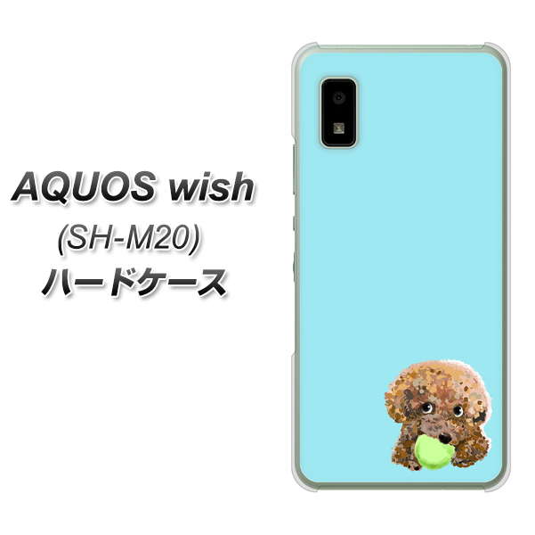AQUOS wish SH-M20 高画質仕上げ 背面印刷 ハードケース【YJ054 トイプードル＆ボール（ブルー）】