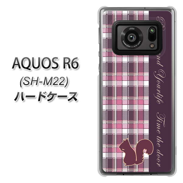 SIMフリー アクオスR6 SH-M22 高画質仕上げ 背面印刷 ハードケース【519 チェック柄にリス】