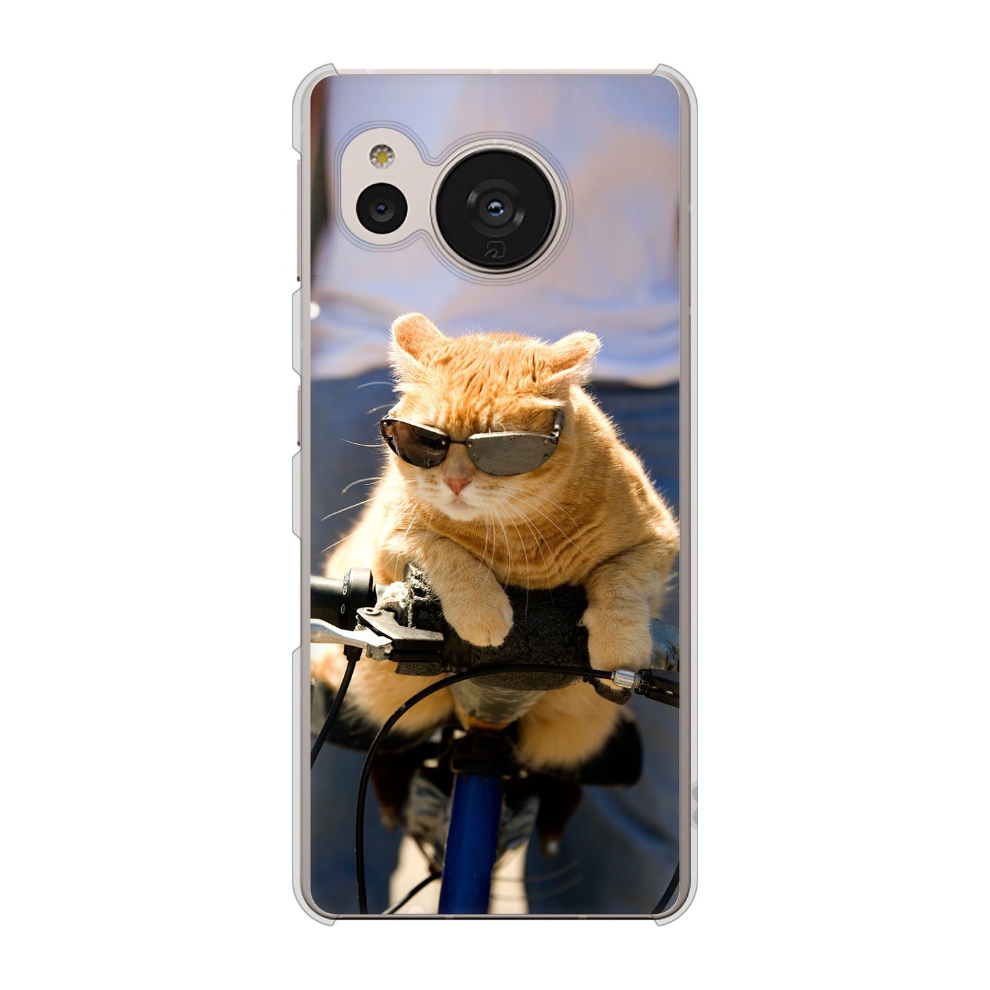 AQUOS sense7 SH-M24 楽天モバイル 高画質仕上げ 背面印刷 ハードケース【595 にゃんとサイクル】