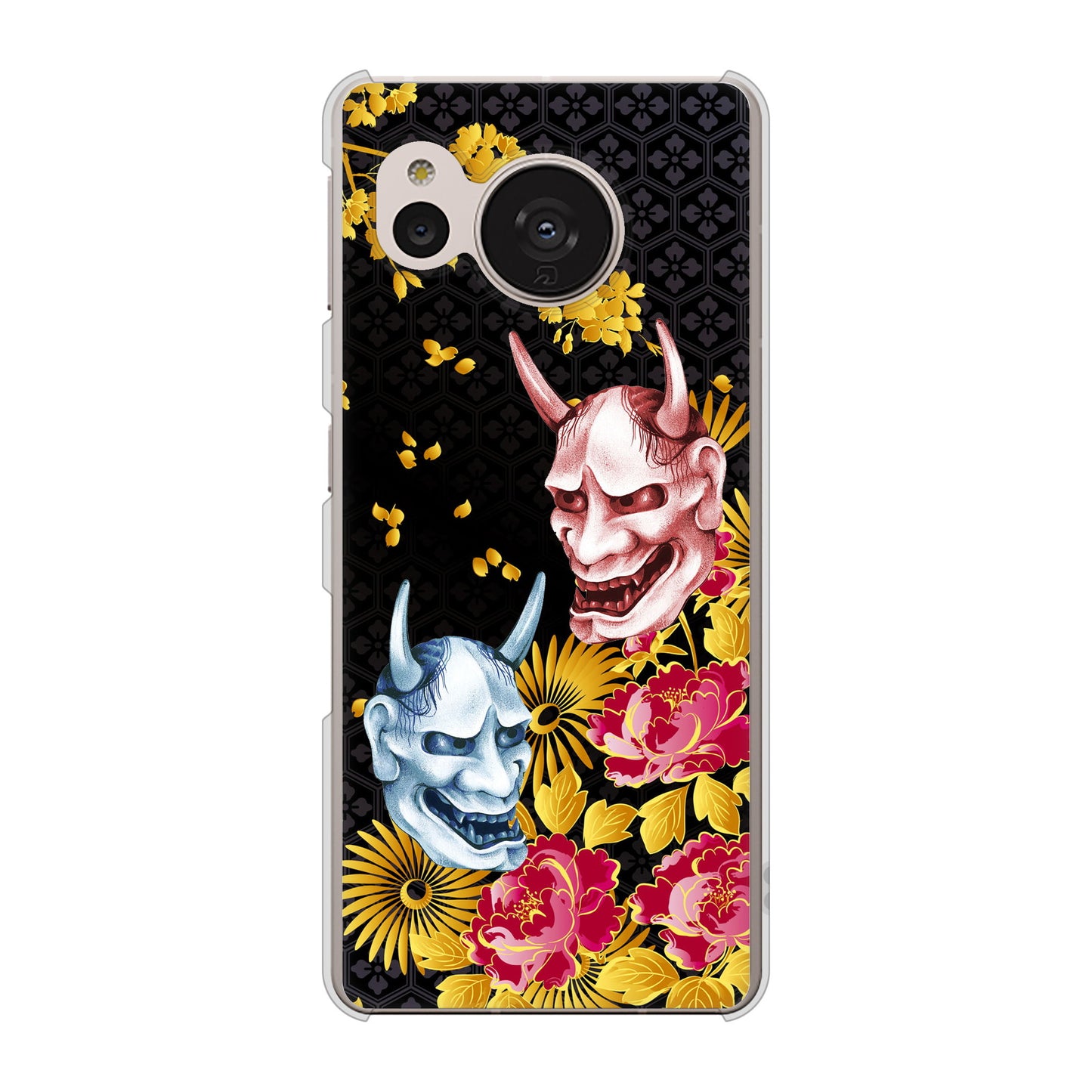 AQUOS sense7 SH-M24 楽天モバイル 高画質仕上げ 背面印刷 ハードケース【1024 般若と牡丹2】