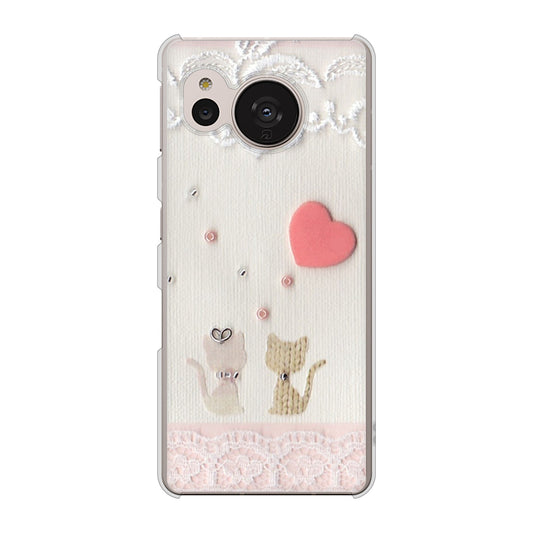 AQUOS sense7 SH-M24 楽天モバイル 高画質仕上げ 背面印刷 ハードケース【1104 クラフト写真ネコ（ハートM）】