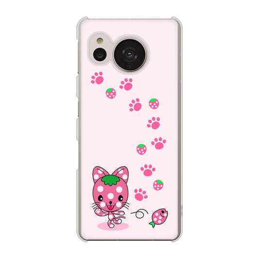 AQUOS sense7 SH-M24 楽天モバイル 高画質仕上げ 背面印刷 ハードケース【AG819 イチゴ猫のにゃんベリー（ピンク）】