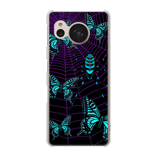 AQUOS sense7 SH-M24 楽天モバイル 高画質仕上げ 背面印刷 ハードケース【AG830 蜘蛛の巣に舞う蝶（青）】