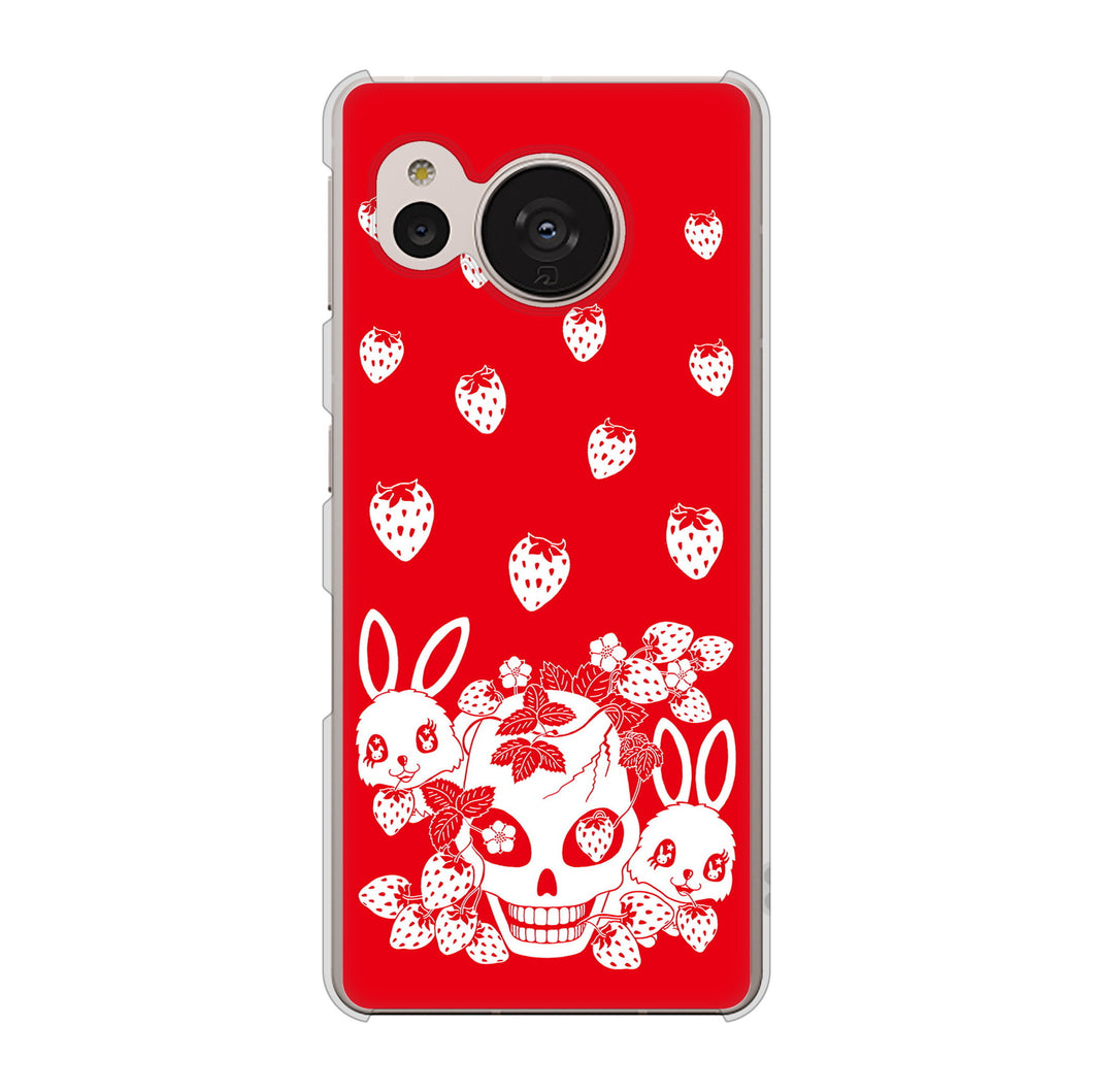 AQUOS sense7 SH-M24 楽天モバイル 高画質仕上げ 背面印刷 ハードケース【AG838 苺兎（赤）】