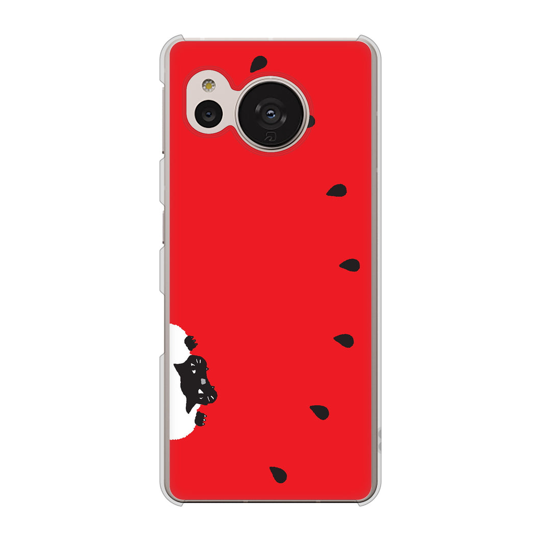 AQUOS sense7 SH-M24 楽天モバイル 高画質仕上げ 背面印刷 ハードケース【IA812 すいかをかじるネコ】