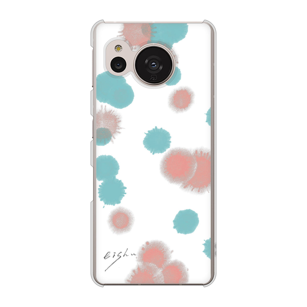 AQUOS sense7 SH-M24 楽天モバイル 高画質仕上げ 背面印刷 ハードケース【OE834 滴 水色×ピンク】