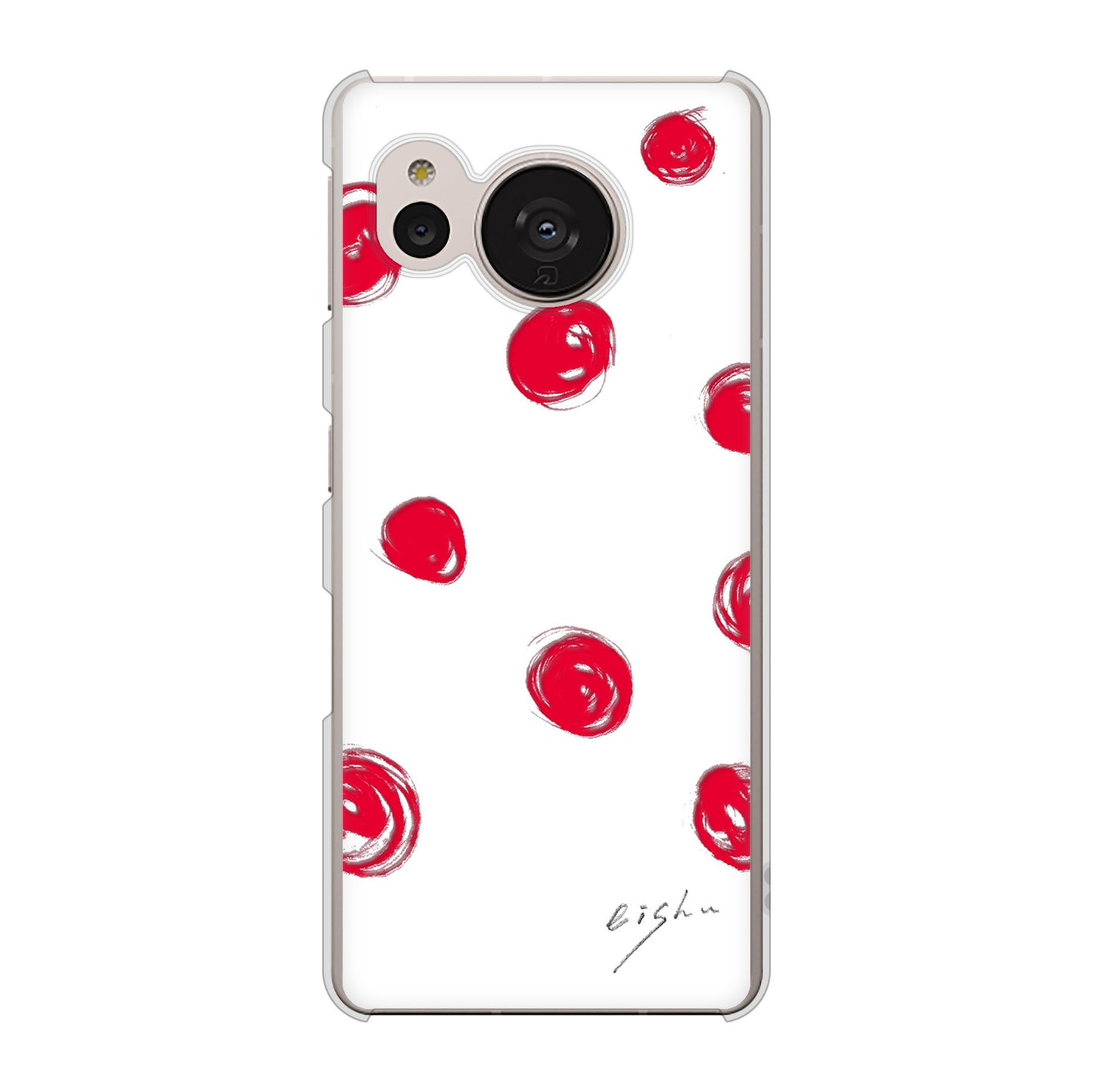 AQUOS sense7 SH-M24 楽天モバイル 高画質仕上げ 背面印刷 ハードケース【OE836 手描きシンプル ホワイト×レッド】