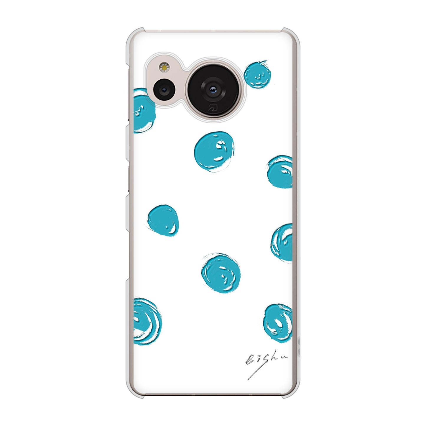 AQUOS sense7 SH-M24 楽天モバイル 高画質仕上げ 背面印刷 ハードケース【OE839 手描きシンプル ホワイト×ブルー】