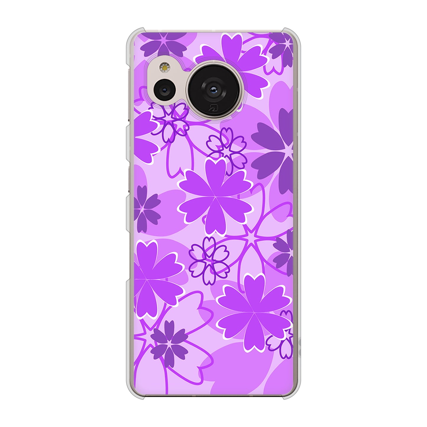 AQUOS sense7 SH-M24 楽天モバイル 高画質仕上げ 背面印刷 ハードケース【VA960 重なり合う花 パープル】