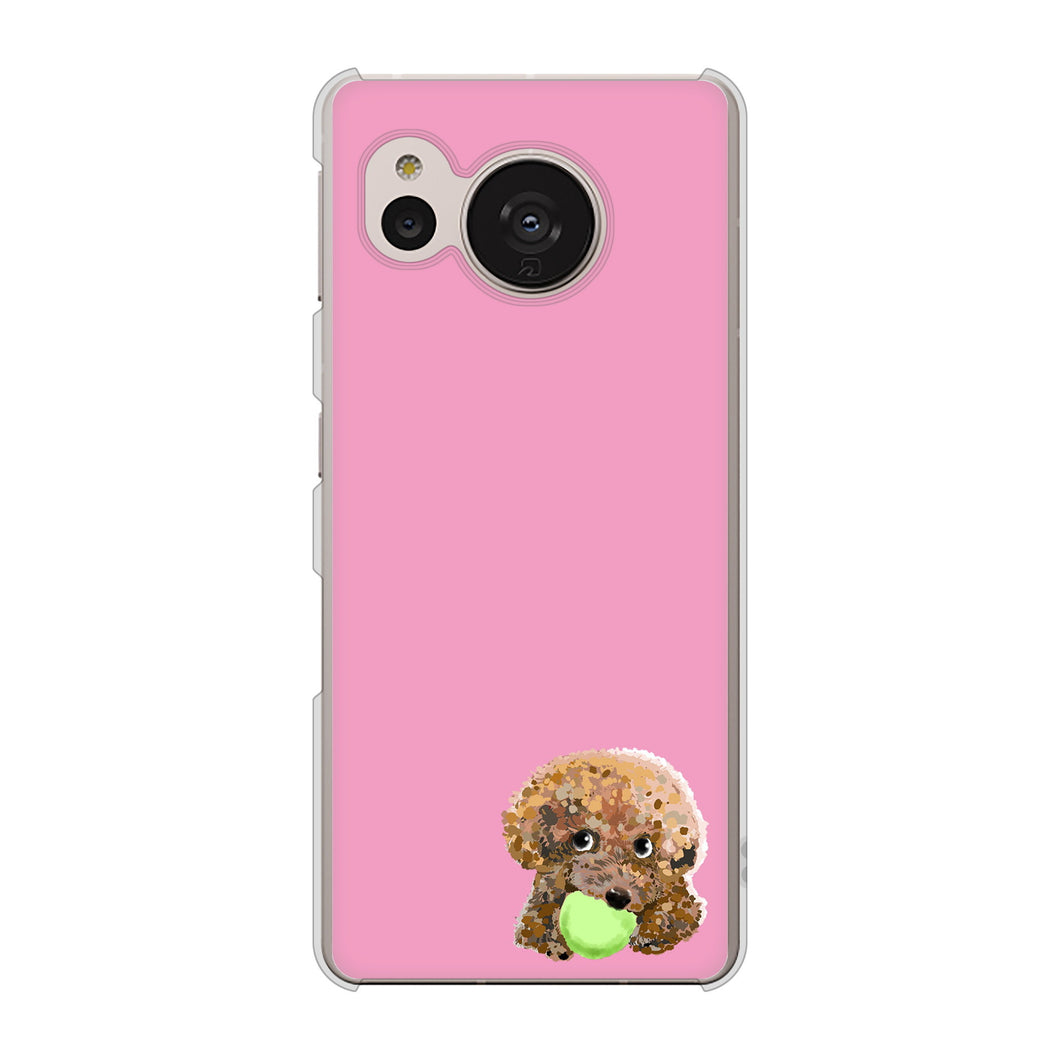 AQUOS sense7 SH-M24 楽天モバイル 高画質仕上げ 背面印刷 ハードケース【YJ053 トイプードル＆ボール（ピンク）】