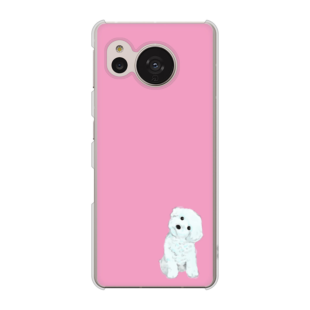 AQUOS sense7 SH-M24 楽天モバイル 高画質仕上げ 背面印刷 ハードケース【YJ069 トイプードルホワイト（ピンク）】