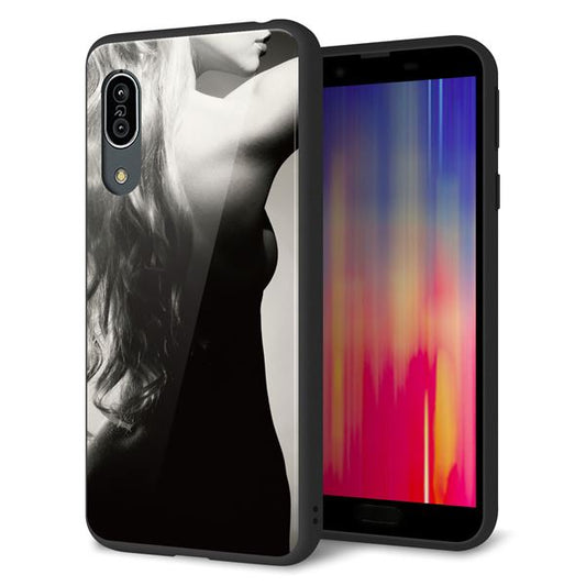 アクオス センス3 ライト SH-RM12 強化ガラス＆TPUスマホケース ガラプリ【KM890 バックスタイル】