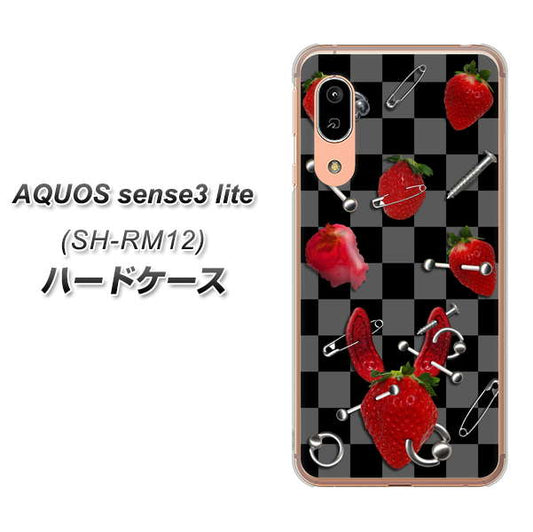 アクオス センス3 ライト SH-RM12 高画質仕上げ 背面印刷 ハードケース【AG833 苺パンク（黒）】