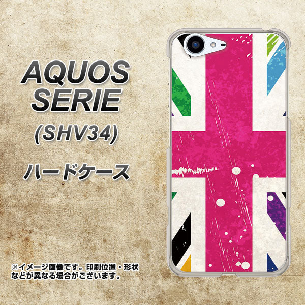 au アクオス セリエ SHV34 高画質仕上げ 背面印刷 ハードケース【SC806 ユニオンジャック ピンクビンテージ】