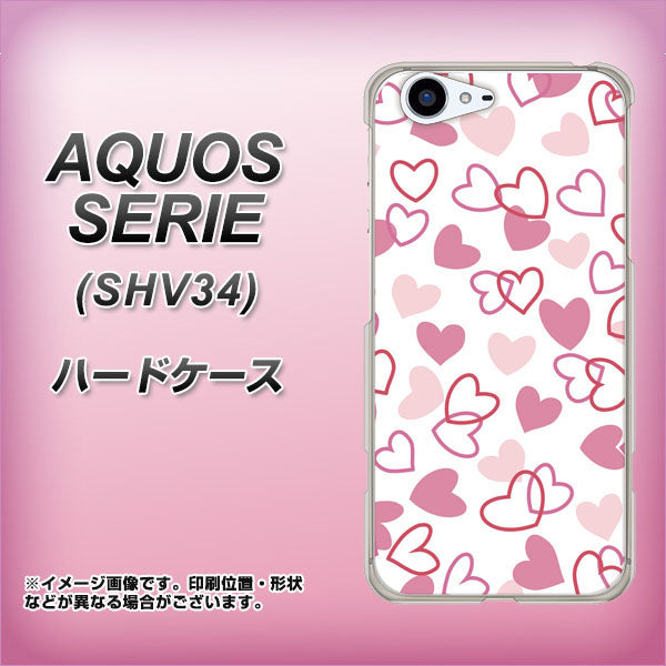 au アクオス セリエ SHV34 高画質仕上げ 背面印刷 ハードケース【VA929 ハートがいっぱい ピンク】