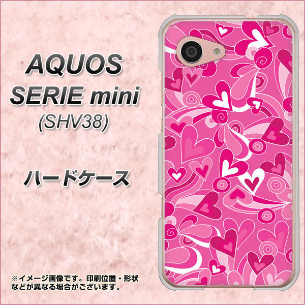 au アクオス セリエ ミニ SHV38 高画質仕上げ 背面印刷 ハードケース【383 ピンクのハート】
