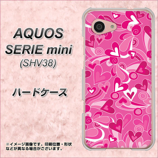 au アクオス セリエ ミニ SHV38 高画質仕上げ 背面印刷 ハードケース【383 ピンクのハート】