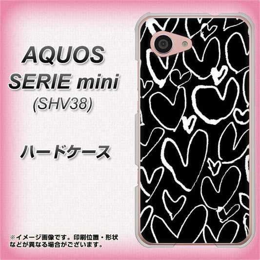 au アクオス セリエ ミニ SHV38 高画質仕上げ 背面印刷 ハードケース【1124 ハート BK＆WH】