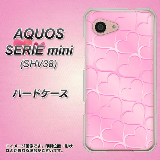 au アクオス セリエ ミニ SHV38 高画質仕上げ 背面印刷 ハードケース【1342 かくれハート（ピンク）】