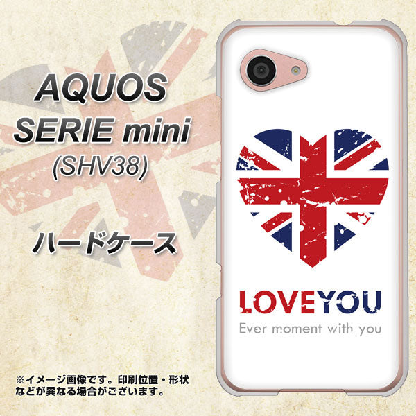 au アクオス セリエ ミニ SHV38 高画質仕上げ 背面印刷 ハードケース【SC803 ユニオンジャック ハートビンテージ】