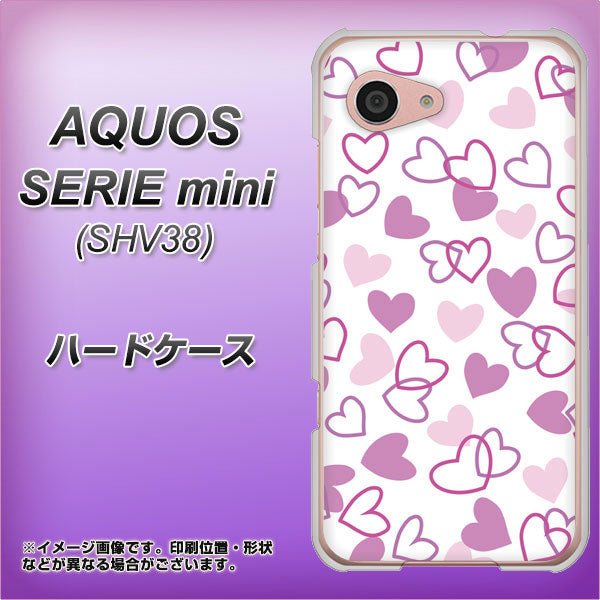 au アクオス セリエ ミニ SHV38 高画質仕上げ 背面印刷 ハードケース【VA928 ハートがいっぱい パープル】