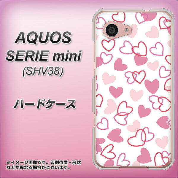 au アクオス セリエ ミニ SHV38 高画質仕上げ 背面印刷 ハードケース【VA929 ハートがいっぱい ピンク】