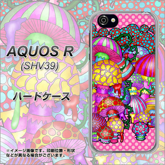au アクオスR SHV39 高画質仕上げ 背面印刷 ハードケース【AG806 きのこ（ピンク）】