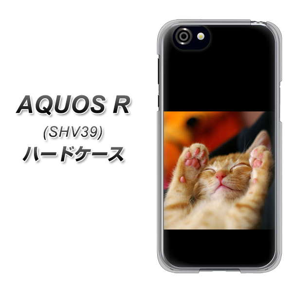 au アクオスR SHV39 高画質仕上げ 背面印刷 ハードケース【VA804 爆睡するネコ】